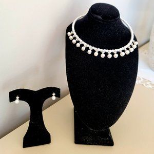 Faux Pearl Chocker necklace Bridal jewelry set